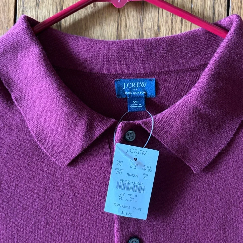 J. Crew Short Sleeve Polo Shirt in Raspberry Size XL